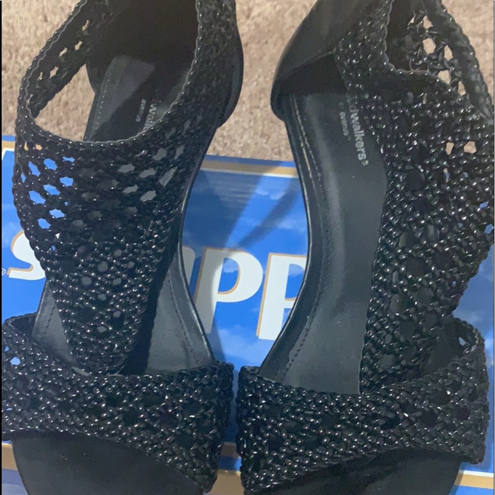 Beaded wedge sandal
